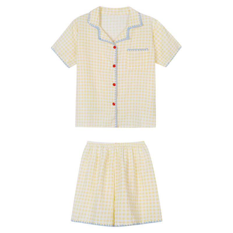 馨帮帮Homedress 甜美撞色格子睡衣女2026新款舒适亲肤家居服套装