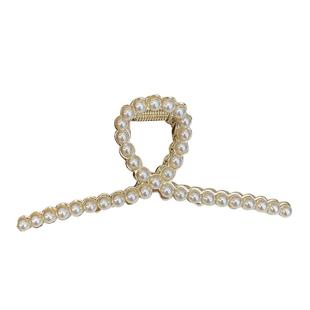 头发夹子头饰珍珠抓发夹后脑勺发卡抓夹大号发抓韩国网红鲨鱼夹女