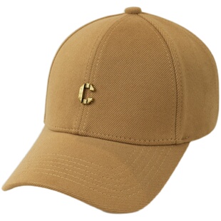 韩版金属C字母硬顶毛呢棒球帽子男女ins秋冬百搭加厚保暖鸭舌帽潮