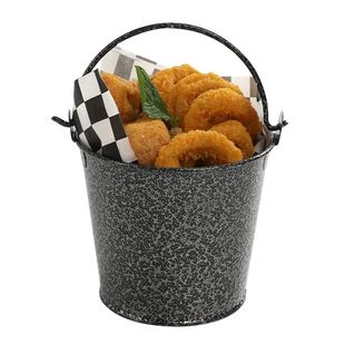 网红小吃盘不锈钢薯条桶韩式餐具迷你水桶美式餐厅摆盘炸鸡盘冰桶