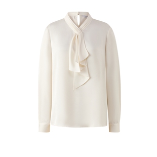 【缎面】PRICH简约纯色交叉飘带领衬衫冬新款知性光泽衬衣女