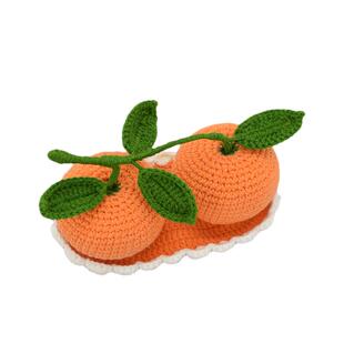 回放手工毛线连枝橘子车载摆件diy材料包钩针编织汽车中控台装饰