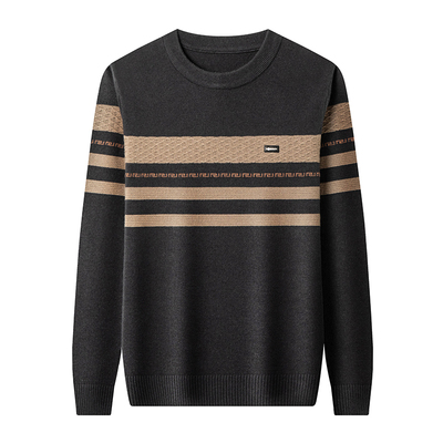啄木鸟男士圆领条纹羊毛衫