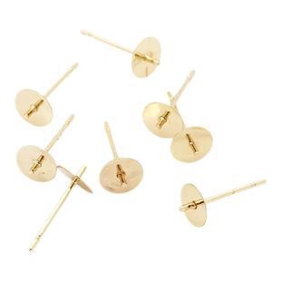 316钛钢镀18K真金出针平针平托耳钉配件保色不过敏手工耳环材料