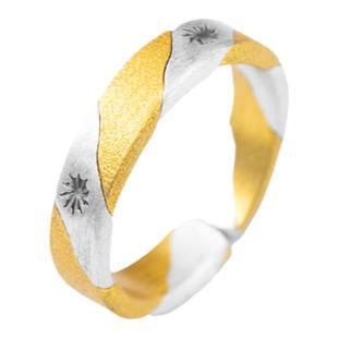 【余晖】原创金银错手工编制黄金戒指男定制纯银情侣对戒轻奢小众