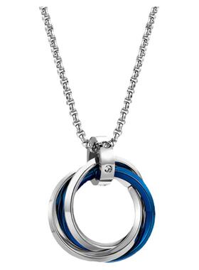 日韩男潮嘻哈挂饰吊坠时尚夏季轻奢小众爆款钛钢三环个性配饰项链