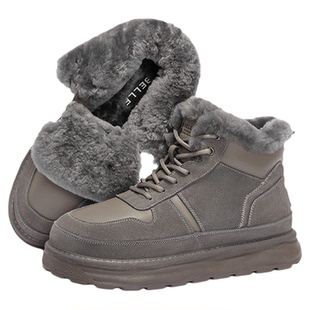 百丽男鞋北海道雪地靴男士冬季加厚保暖东北棉鞋加绒短靴A1751DD4