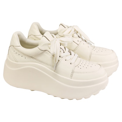 fed厚底小白鞋秋季新款女鞋休闲松糕鞋牛皮增高鞋女S0903-YAB863