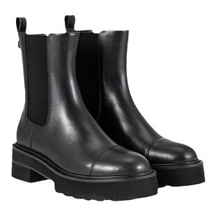 明星同款SAM EDELMAN山姆爱德曼冬黑色圆头粗跟切尔西短靴女REETA