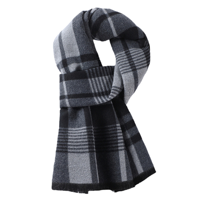 恒源祥冬季羊毛围巾男士格子礼盒