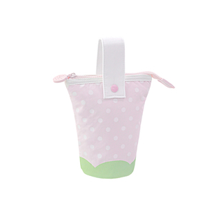 RosyPosy柔设竖款笔袋高颜值ins风铅笔袋女孩大容量文具笔袋便携小笔筒可站立文具收纳袋学生波点草莓文具袋