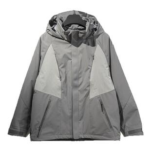 李宁正品2025新款男子时尚休闲宽松棉内胆三合一冲锋衣AWBU075-1