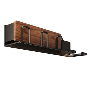 胡桃木牙刷置物架免打孔卫生间吹风机支架厕所壁挂式牙刷漱口杯架