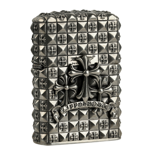 Zippo 原装正品打火机贴章重甲十字花个性时尚煤油防风礼物送男友