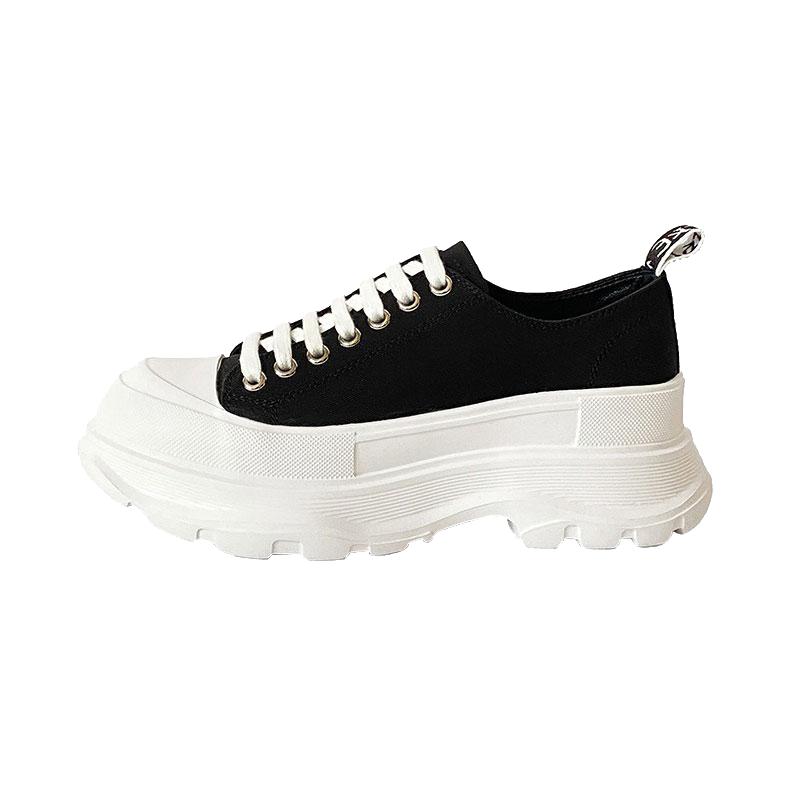 稳麦昆帆布鞋女2022夏季增高小白百搭松糕厚底老爹鞋透气半包拖鞋