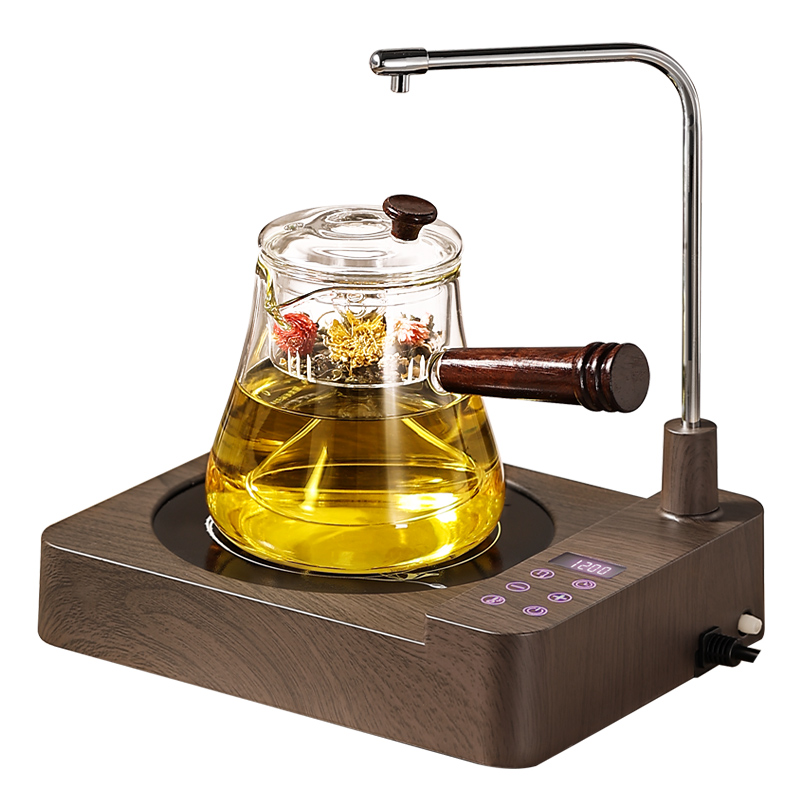 自動上水電陶爐煮茶器煮茶爐套裝玻璃燒水壺茶具家用煮茶壺蒸茶壺
