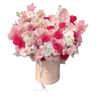 蝴蝶兰抱抱桶玫瑰花束鲜花速递同城配送女友生日北京上海深圳花店