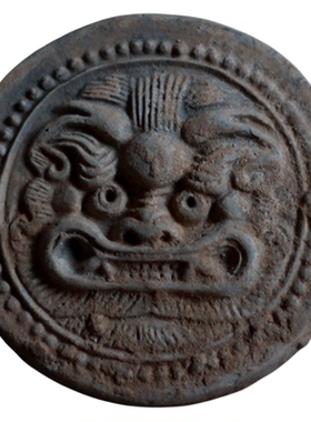 秦砖汉瓦兽面纹佛像画像砖瓦当