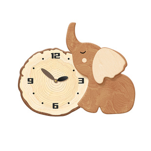 大象钟表挂钟客厅2025新款卡通动物挂墙时钟免打孔超静音家用壁钟