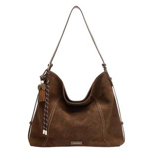 【新年礼物】百丽包包女流浪摩卡反绒麂皮hobo大容量托特包8562AC