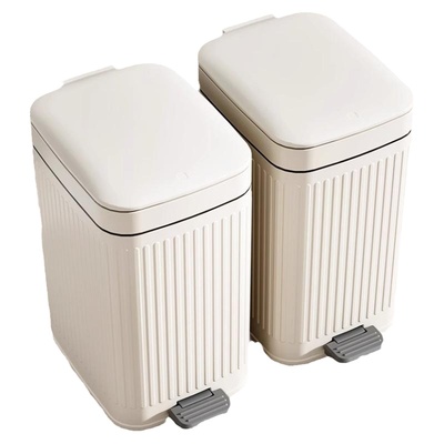 按压+脚踩双开盖卫生间垃圾桶