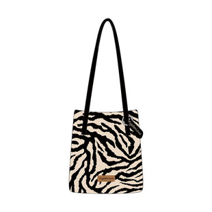 尼睿新款帆布包斑马包包女原创小众高级单肩包大容量斜挎帆布袋AS