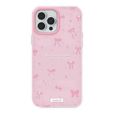 甜美ins风粉色蝴蝶结适用iPhone16promax苹果15手机壳14plus硅胶13pro防摔12保护套11软XS少女XR新款17promax