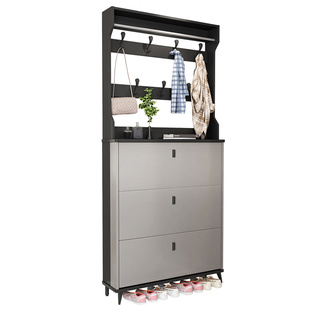 鞋柜家用门口2026新款超薄入户翻斗衣帽架一体靠墙小窄门外走廊用