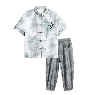 男童夏季汉服短袖套装2025新款儿童国风新中式古风高级演出服唐装