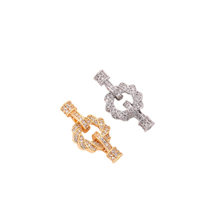 强保色18k包真金项链扣头手工diy珍珠手链镶锆双头连接扣收尾配件