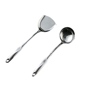 加厚不锈钢锅铲家用加长木柄炒菜铲炒勺厨房师防烫大号汤勺铁铲子