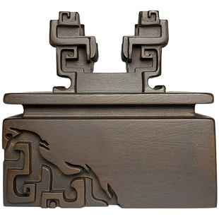 回纹鼎艺术创意通用仿实木摆件展示托架石头奇石底座树脂摆放托盘