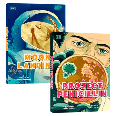 DK科学故事系列2册 青霉素诞生 登月阿波罗11号 英文原版 Project Penicillin Moon Landing 青少年课外科普读物 平装