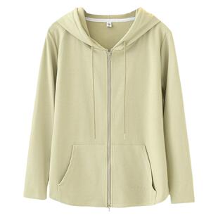 胖mm大码早秋外套女2024新款200斤显瘦正肩时尚双向拉链连帽上衣