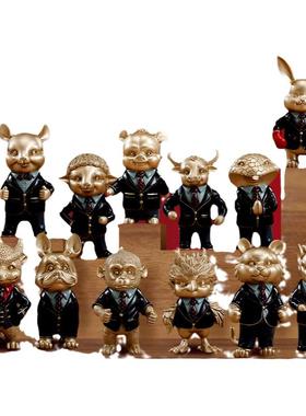 铜十二生肖摆件12属相全套工艺品