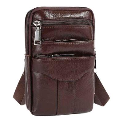 男士真皮斜挎手机腰包五仓