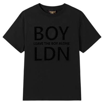 BOYLONDON简约黑色潮牌字母印花男女短袖2026夏季新款T恤N01008