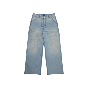 【绿标】haonanhuang 鼹鼠皮Moleskin洗水做旧法工裤直筒工装长裤