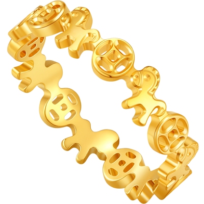 潮宏基好事发生马上有钱足金戒圈黄金戒指指环手饰生肖本命年计价