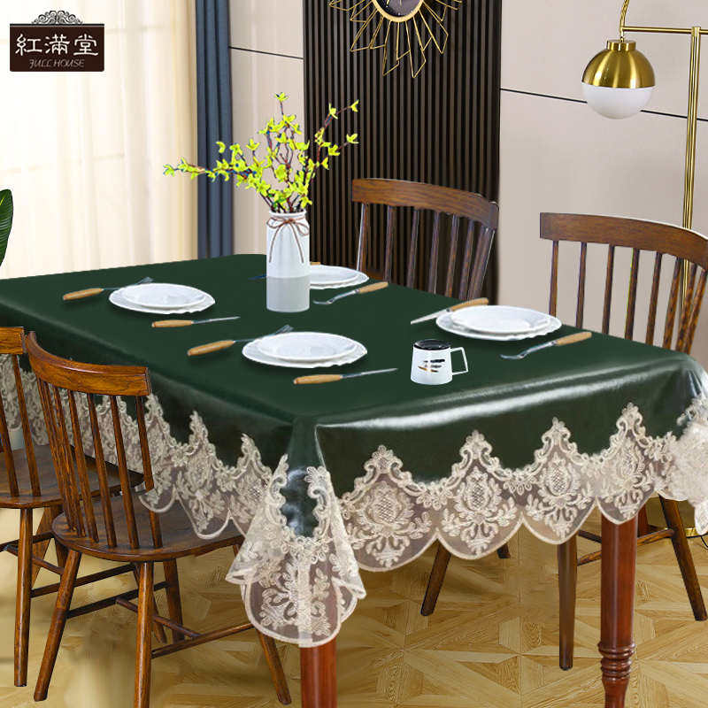 防水防油皮革长桌布防烫免洗轻奢高档台布浅绿纯色茶几桌布餐桌垫