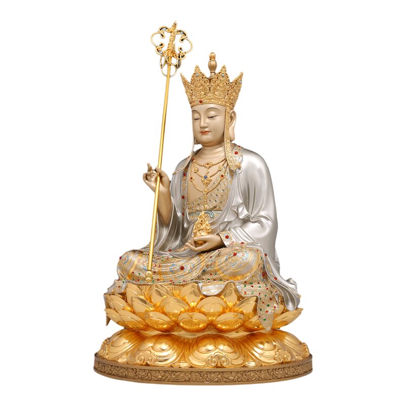 地藏王菩萨像铜像大愿佛像九华山全铜雕像京铜东来紫供奉娑婆三圣