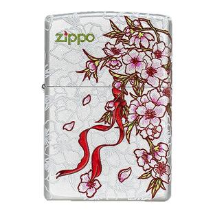 ZIPPO官方打火机秘境桃花镀银彩绘情侣情人节送男友防风正品火机