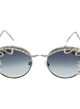 花朵金属编织绕丝女士太阳眼镜