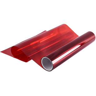 红色玻璃幕墙改色装饰贴膜手工婚庆窗户贴纸彩色玻璃纸透明透光纸