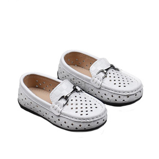 2026夏季真皮男童豆豆鞋宝宝鞋真皮镂空皮鞋一脚蹬女童套脚鞋软底