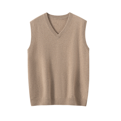 平面V领无袖山羊绒马甲内搭男款