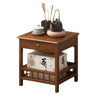 博古架小型茶柜置物架新中式茶壶茶具展示架非实木落地茶叶收纳柜