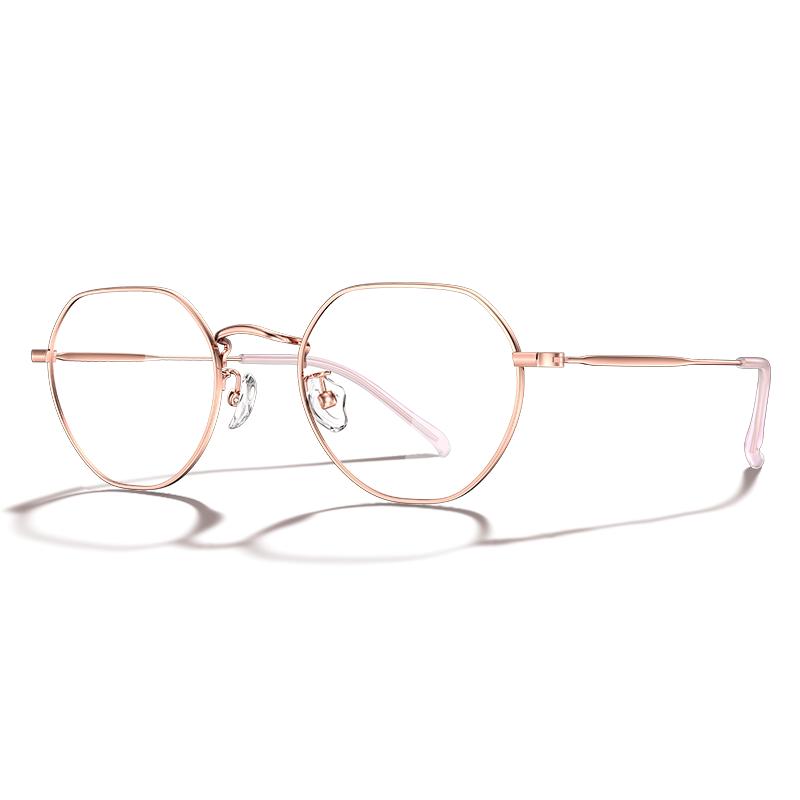 小框眼镜超轻女眼镜架多边形小脸钛架可配高度近视眼镜框女83608