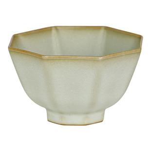 汝窑主人杯单杯八方杯景德镇陶瓷手工复古茶杯礼盒装汝瓷开片可养