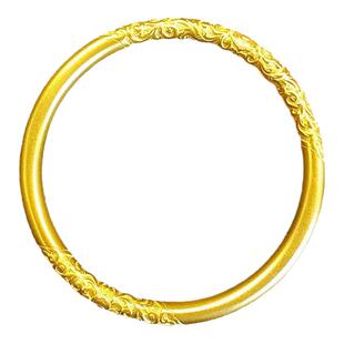 金包银手镯女古法卷草纹手环素圈实心闭口唐草纹镯子送女友送妈妈